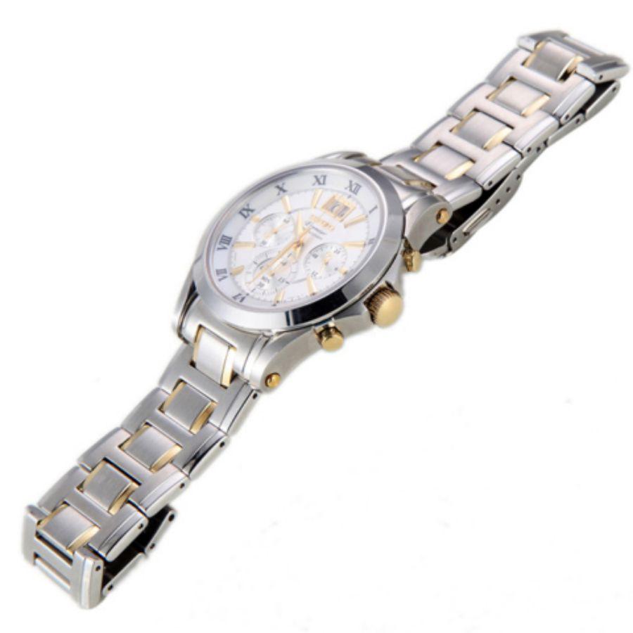 Men's Quartz Watch With White Dial, 100M Waterproof Stainless Steel Strap, Three Dial, Business And Leisure Style SPC058J1