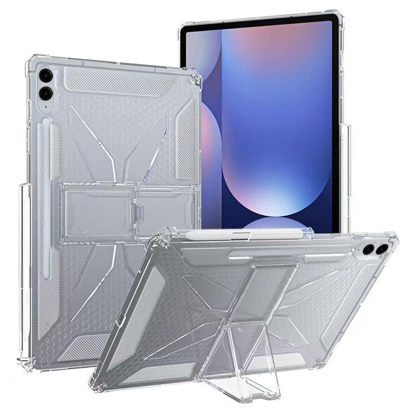 

For Samsung Galaxy Tab S10 FE/S9 FE Clear Case Kickstand Shockproof TPU+PC Tablet Cover with Pen Slot A