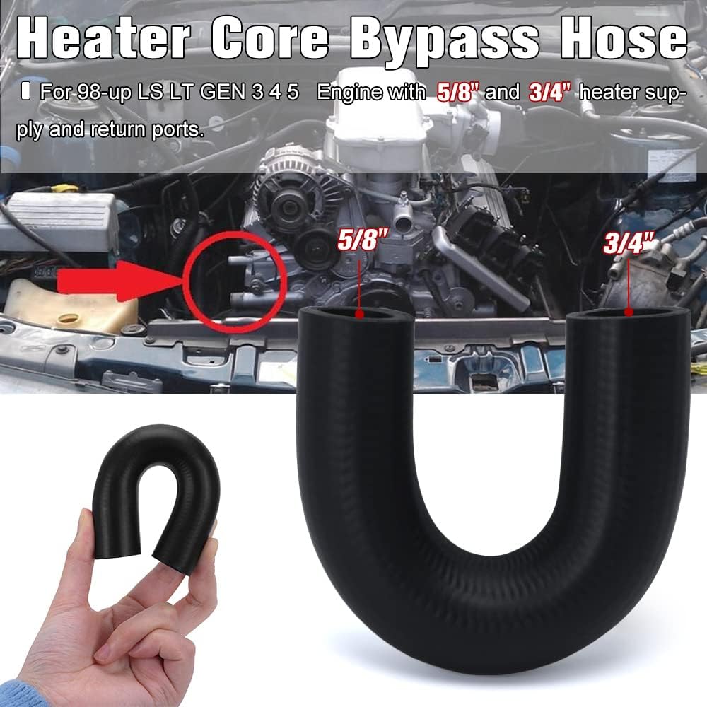 Heater Core Crossover Coolant Hose 5/8" End And 3/4" End With 2PCS Clamps For LS For LT
