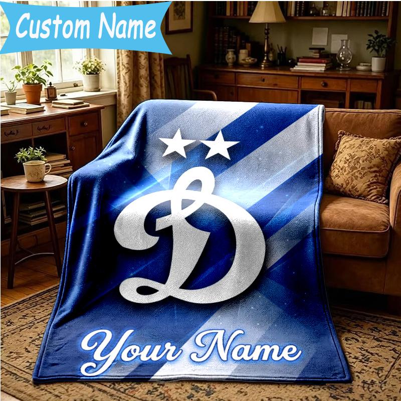 Custom Name Dynamo Moscow Football Blanket Flannel Blanket for Camping, Hiking, Garden Parties, Picnic Essentials,gift for family and friend