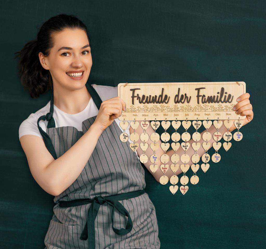 Inkdotpot Perpetual Wall Calendar Wooden, Dates To  Wall Hanging Birthday Calendar- Decorative Birthday Tracker Plaque