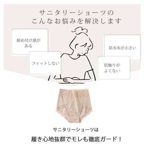 TiCitrus Women's Sanitary Panties, Leak-Proof, Deep-Fitting, with Lace, Day/Night Use, Heavy Days, Cotton, Non-Steamy, Plus Sizes, Juniors, 3-Pack