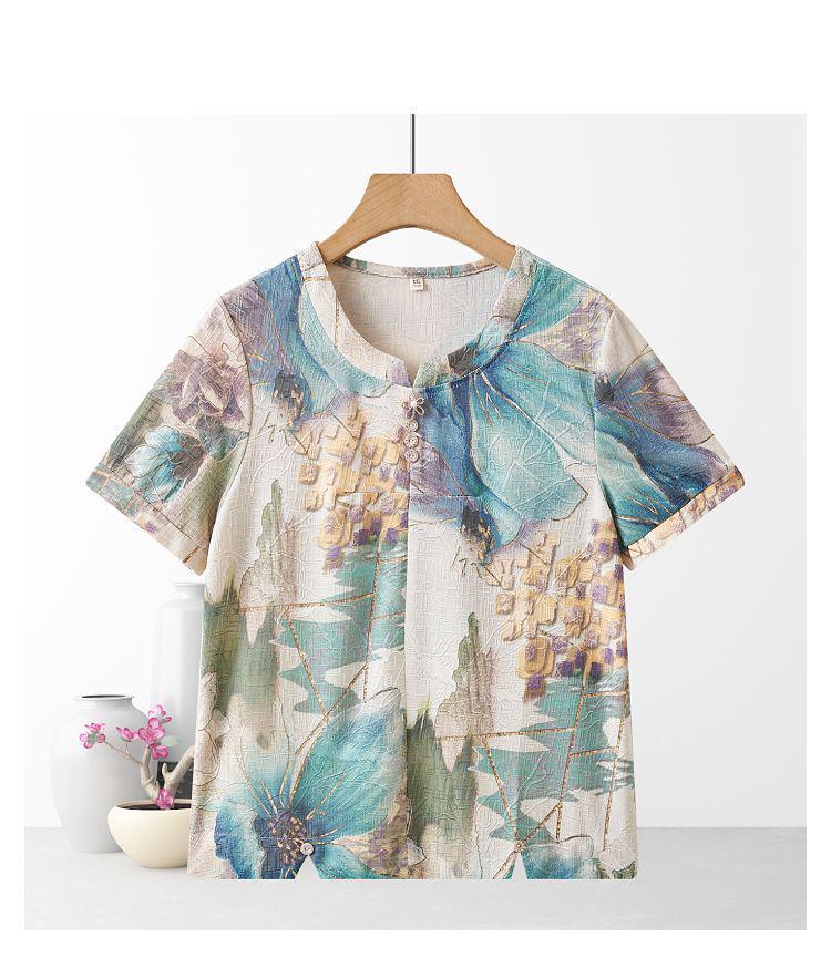 2026 Summer Stylish Short Sleeve T-shirt Set for Middle-aged and Elderly Women
