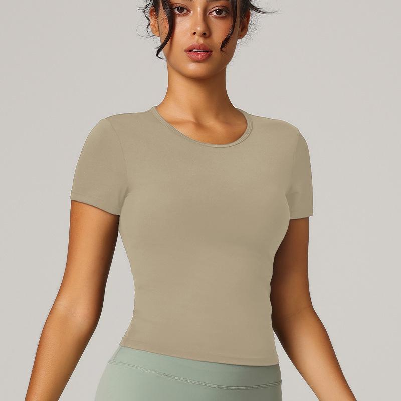 Schnelltrocknendes atmungsaktives Yoga-Top: Hautfreundliches Kurzarm-Slim-Fit für Fitness & Laufen
