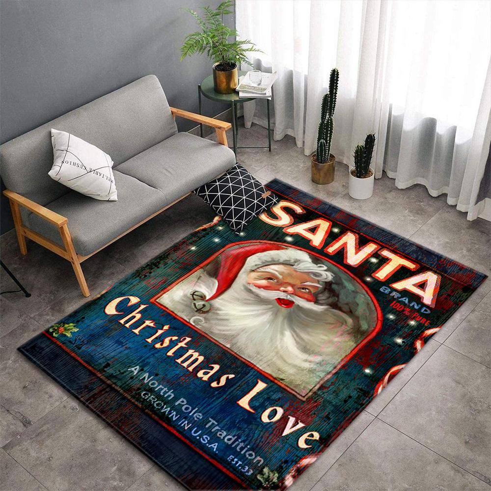 Christmas Living Room Area Rug  Santa Claus Bedroom Decor Children Play 3D Carpets Memory Foam Home Decor Kitchen Rug Floor Mat
