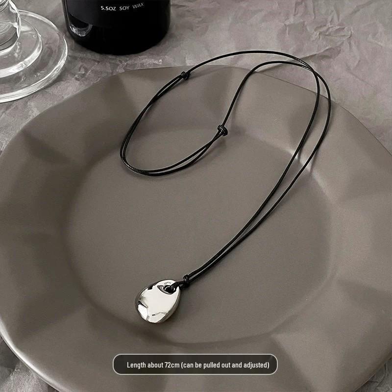 High-End Rose Flower Titanium Steel Necklace - Long Sweater Chain for Spring and Autumn