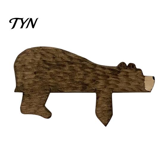 Nursery Door Frame Decoration Wood Brown Bear Topper, Adorable Shape Statue Decor, Nature Inspired Room Decor Animal Shelf Corner Wall Art for