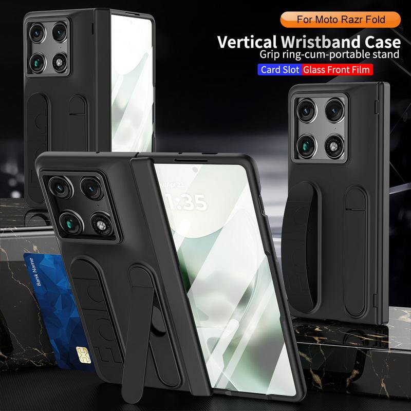 Custodia per Telefono con Supporto da Polso Cernierato per Motorola Moto Razr Fold Ibrida TPU+PC Pellicola Protettiva per Schermo Cover con Supporto Antiurto