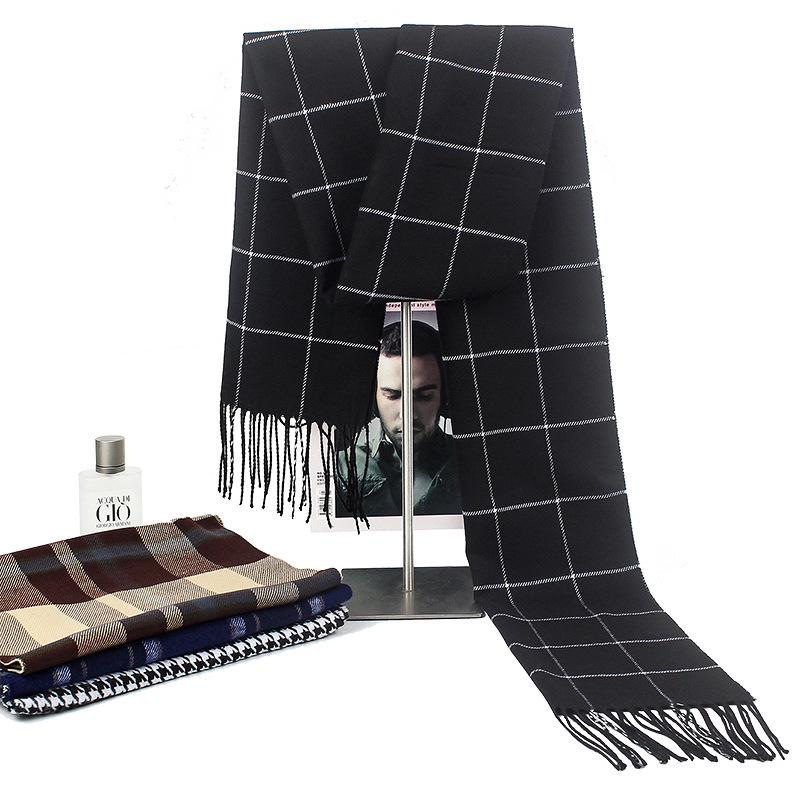 2025 Autumn/Winter Korean Style Imitation Cashmere Plaid Scarf for Men