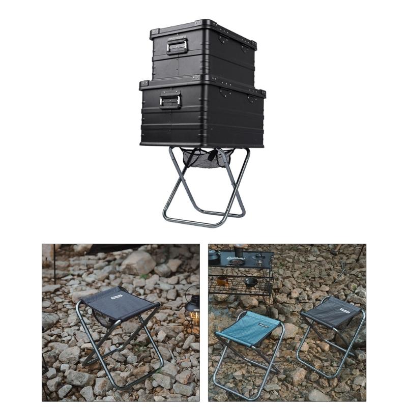 Outdoor Portable Folding Stool, Collapsible Slacker Chair Seat Lightweight Fold Stool with Carry Bag for Fishing Camping