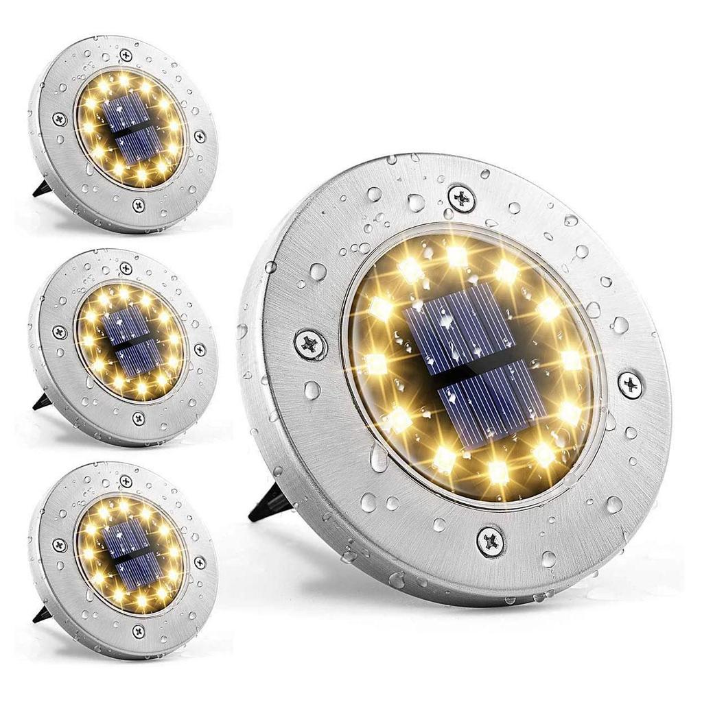 16-LED & 12-LED Stainless Steel Solar In-Ground Lights