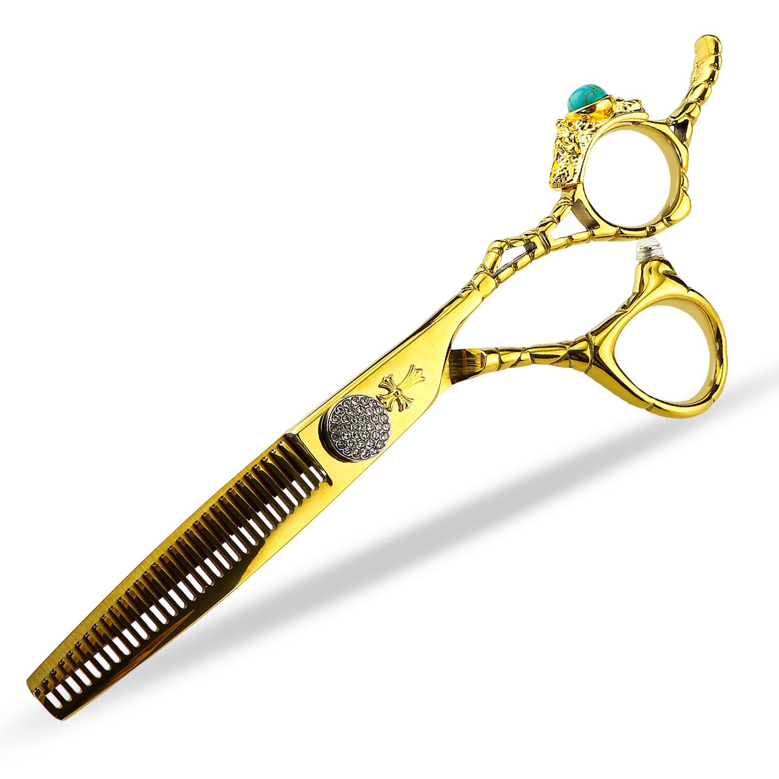 

6.0 Inch 440C Neptune Hair Scissors Straight Cutting Teeth Scissors Thin Cutting Hair Salon Special Foreign Trade Explosion 6.0inch gold thinning shears