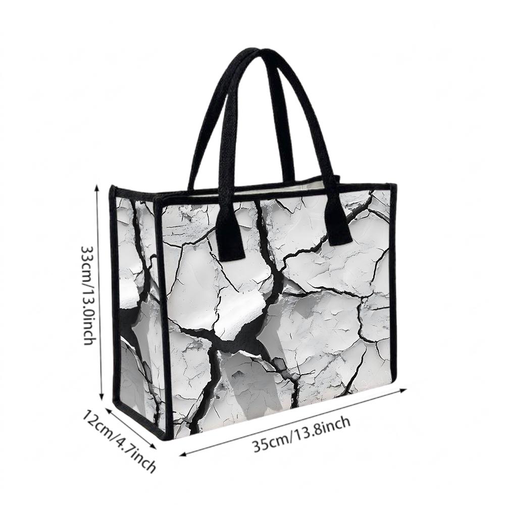 Trendy Cracked Pattern Tote Bag Casual Daily Large Capacity Handbag for Shopping Travel Outdoor Use
