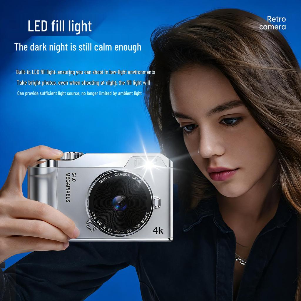 HD Pixel Dual Selfie Retro Mini Mirrorless Camera for Students