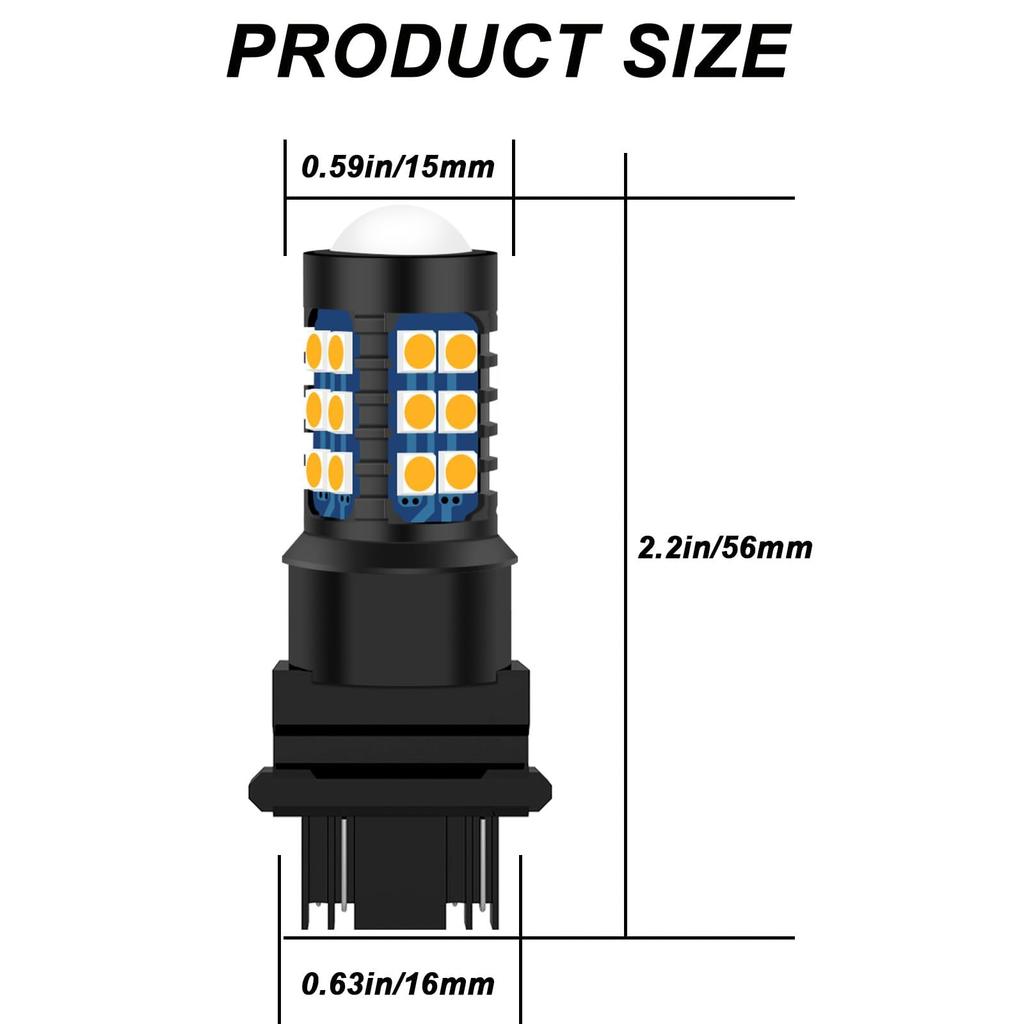 GLOFE LED Front/Rear Turn Signal Light Bulb 3157 LED Bulb Amber Yellow 400% Bright