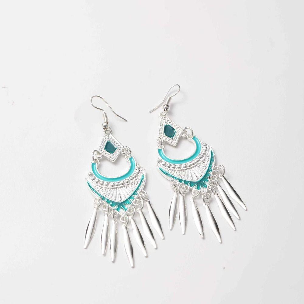 Silver Long Tassel Earrings Bohemia Bohemia Drop Earring Classic Ethnic Style Dangle Earring Women