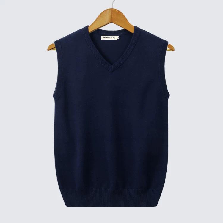 Unisex V-Ausschnitt College-Stil Strickweste - Ärmellos, Einfarbig, Vielseitig