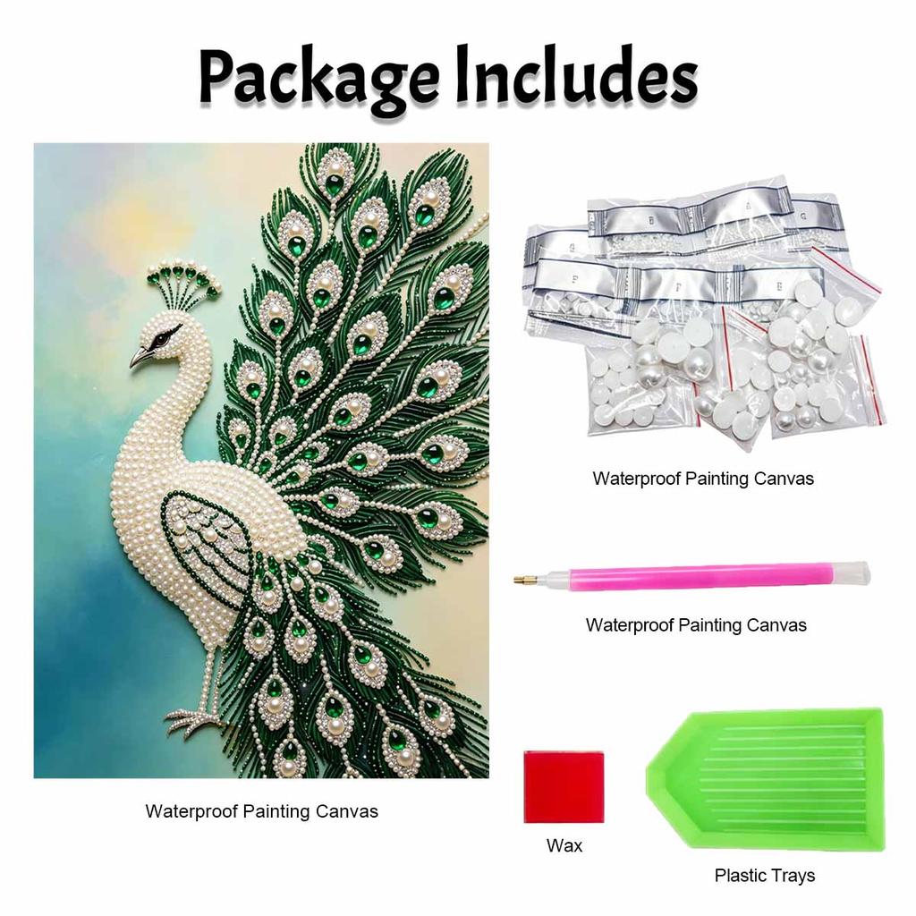 5D Round Pearl Painting Kit Elegant Peacock Pattern DIY Handmade Rhinestone Art Home Interior Decor Gift