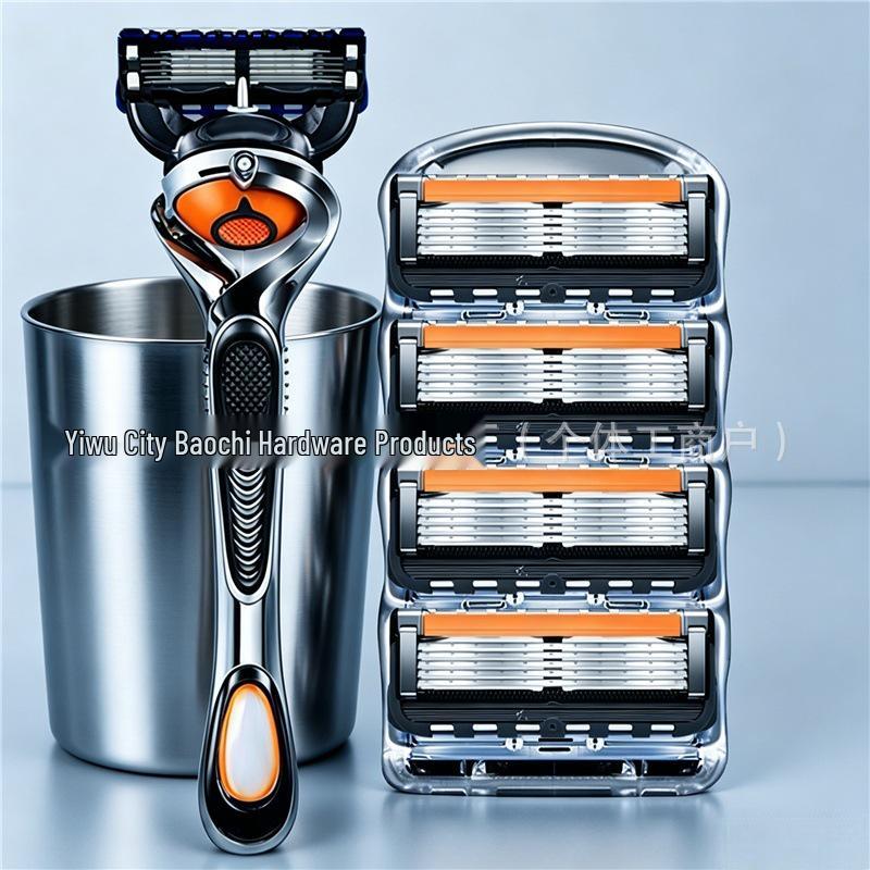 Old-Fashioned 5-Blade Men's Razor with Holder for Cross-Border E-Commerce