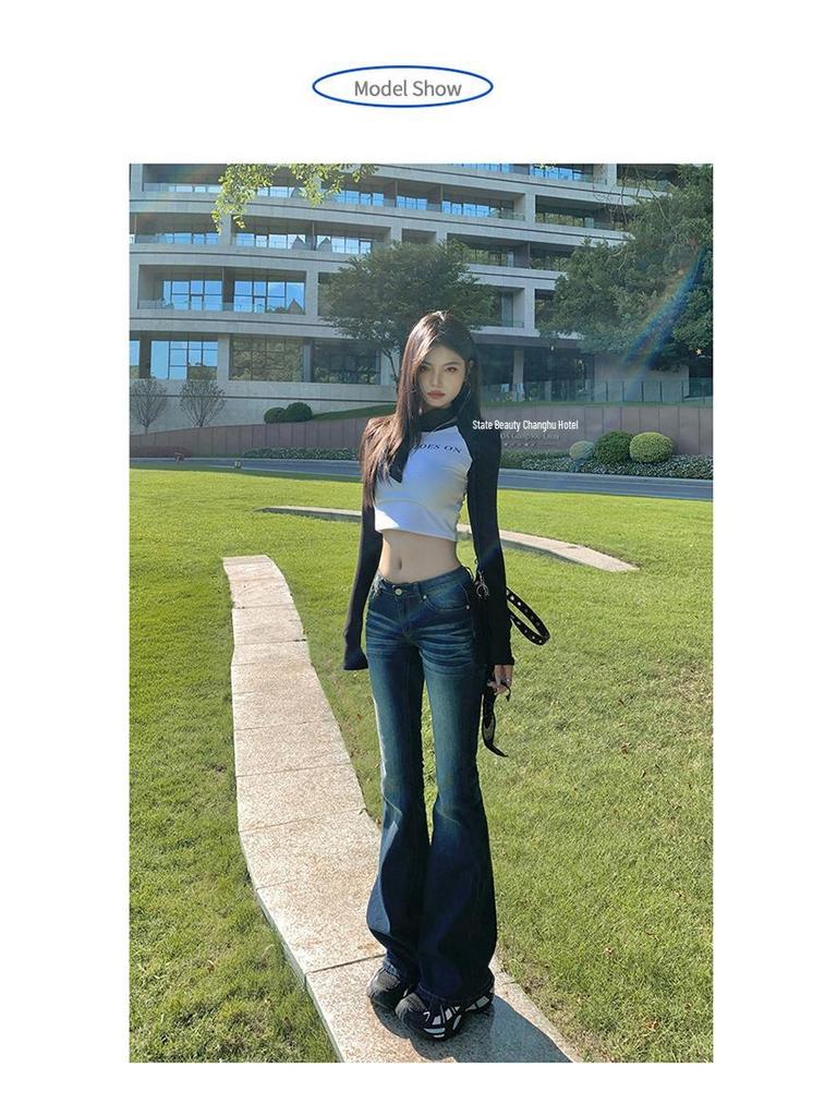 YC& American Retro Low-Rise Flare Jeans - Versatile, Stretch, Slimming & Flattering for Women with Extended Length