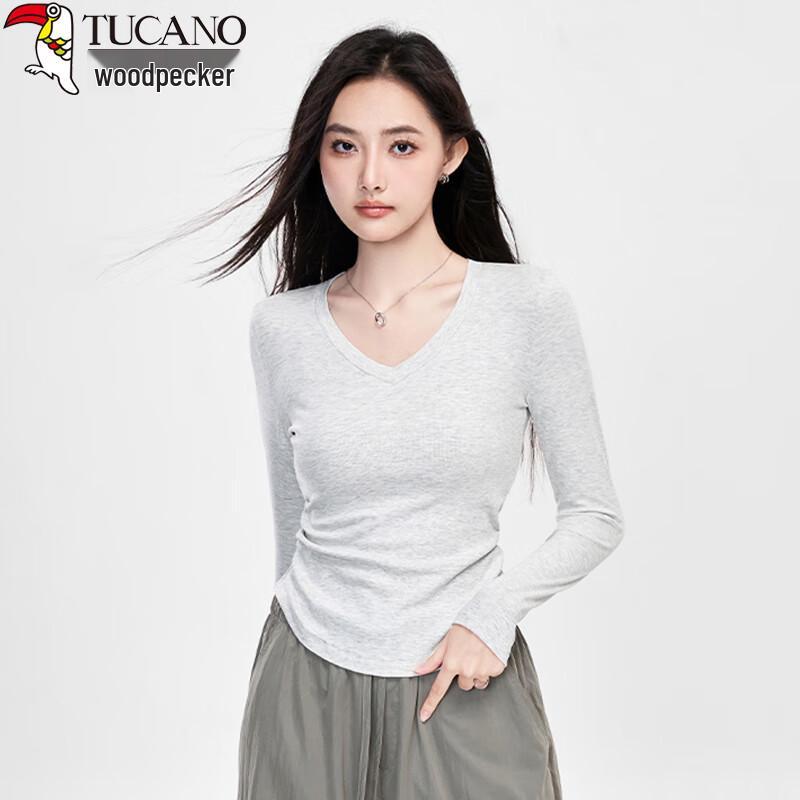 

Woodpecker Women s V-Neck Slim-Fit Long Sleeve T-Shirt M