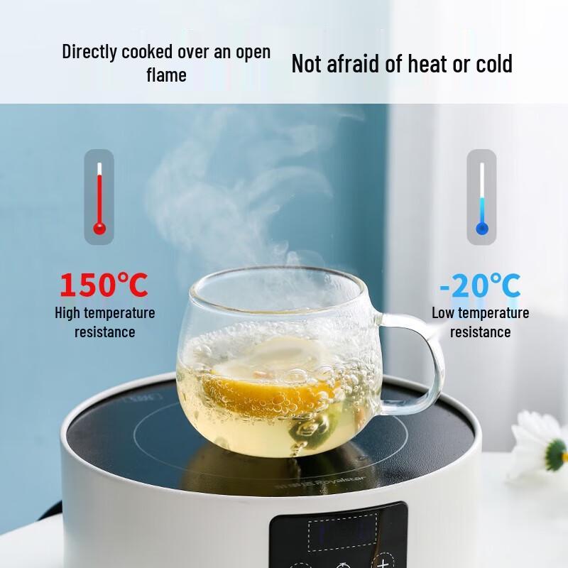 Heat-Resistant Glass Drinking Cup with Handle