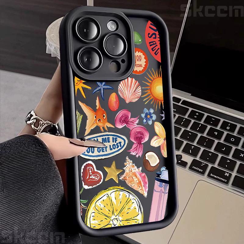 Fashion Black Collage Sun Pattern Eye Design Case For Samsung Galaxy S25 S24 S23 S22 S21 Ultra Plus S20 FE A55 A54 A15 A35 Cover