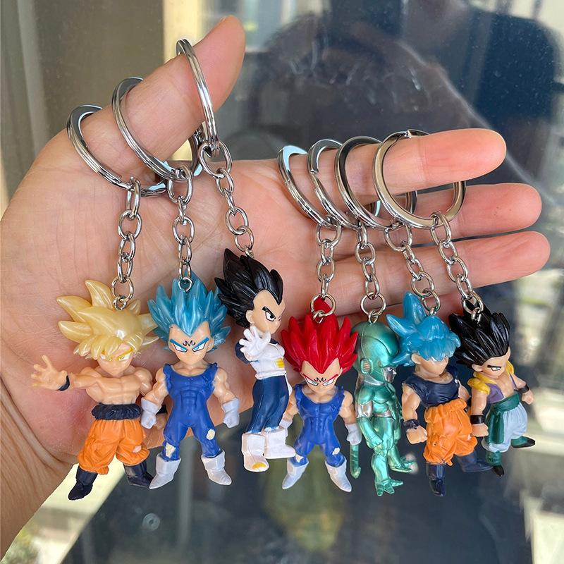 Dragon Ball Son Goku Mini Cute Kawaii Keychain Action Figure Anime Model Cartoon Bag Doll Pendant Figurine Toys Gift 1Pcs Random