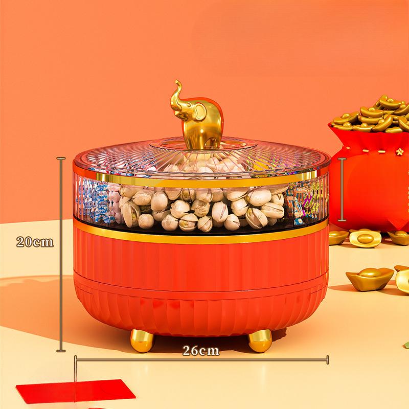 Frühlingsfestliche drehbare Süßigkeitenbox für den Haushalt, mehrschichtige Aufbewahrungsbox für Nüsse und Trockenfrüchte, transparente Trockenfrüchtebox von hohem Wert
