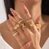 Design Geometric Baroque Pearl Ring Alloy Flower Dripping Branch Ring Set