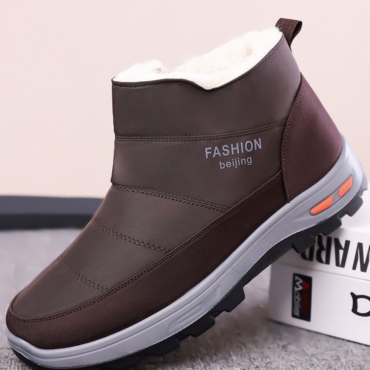 Alte Nordtuchschuhe Winterliche Baumwollschuhe für ältere Menschen Herren Samt warm rutschfest wasserdicht lässige Papaschuhe Schneestiefel