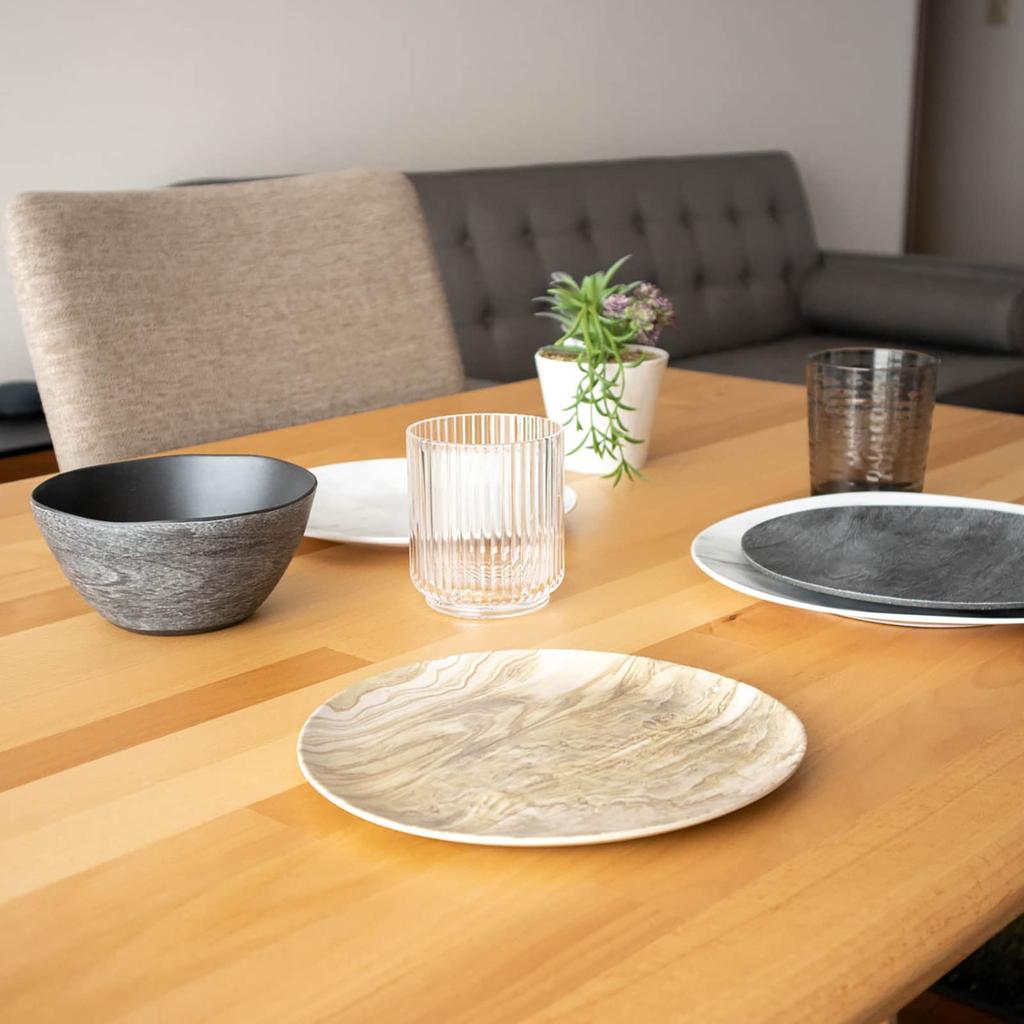Abode Homewares Design DESERT WOOD Flat Large Dinner Approximately 27cm Cafe Dishwasher Birthday Gift for Bamboo Melamine DN22910571 [Ethical,
