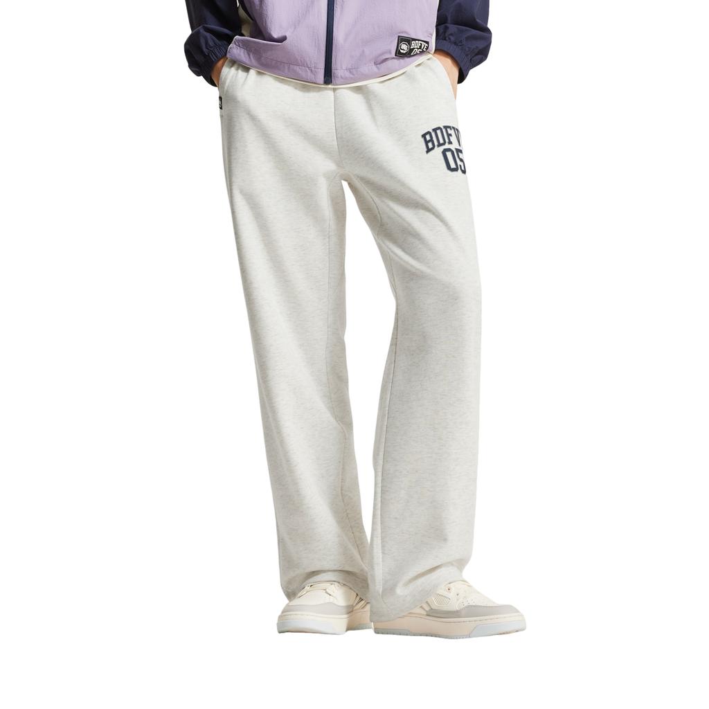 Li Ning Casual Pants Men's Heather Gray Mist White Moderate Straight Fit Pants AKLW209-1