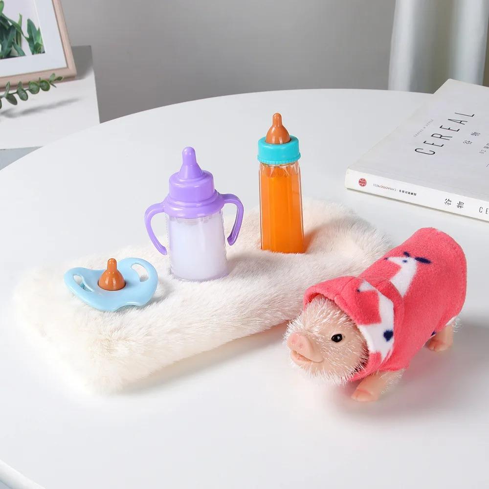 

Reborn Pig Doll Silicone Piglet Soft Cute Mini Realistic Animals with Accessories Lifelike Decompression Toy Gift