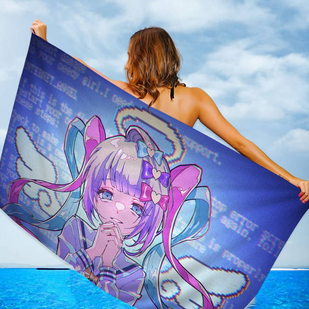 Psychological Visual Game NEEDY GIRL OVERDOSE Big Microfiber Beach Towels Quick Dry Towel Sand Beach Towels Pool Towel
