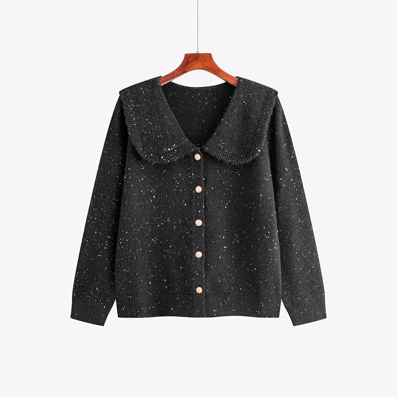 

Женский кардиган с цветным горошком и воротником-стойкой большого размера XXL чёрный