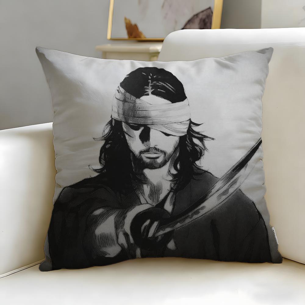 classic manga Vagabond Cushion Cover Soft  EasyWash Pillow Case  Versatile for Couch Bed Travel and Office