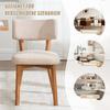 Modern Mid-Century Style Dining Chair Set of 2, Solid Wood Legs Fabric Padded Seat for Kitchen, Dining Room or Office (Khaki-colored Linen Fabric)