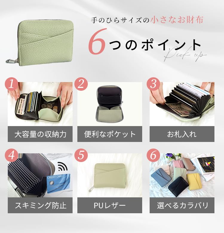 Mini Card Case, Premium PU Leather, Large Capacity, Holds 9 Cards, Coin Purse, Slim Fit, Women's