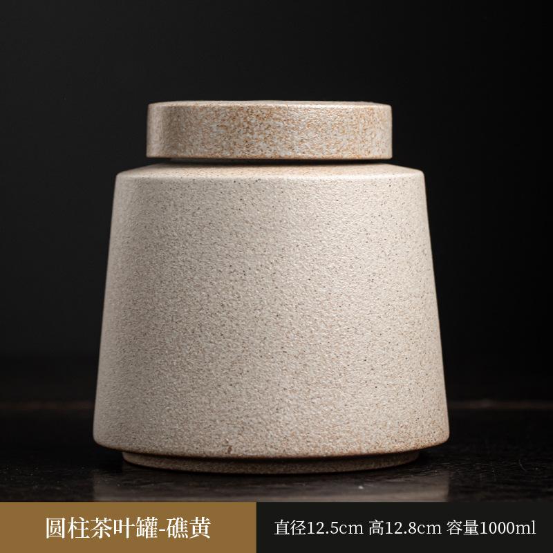 Chinese Vintage Ceramic Tea Caddy Golden Candy Jar Sealed Home Coffee Beans Nut Medicinal Herb Storage Bottle Kitchen Container