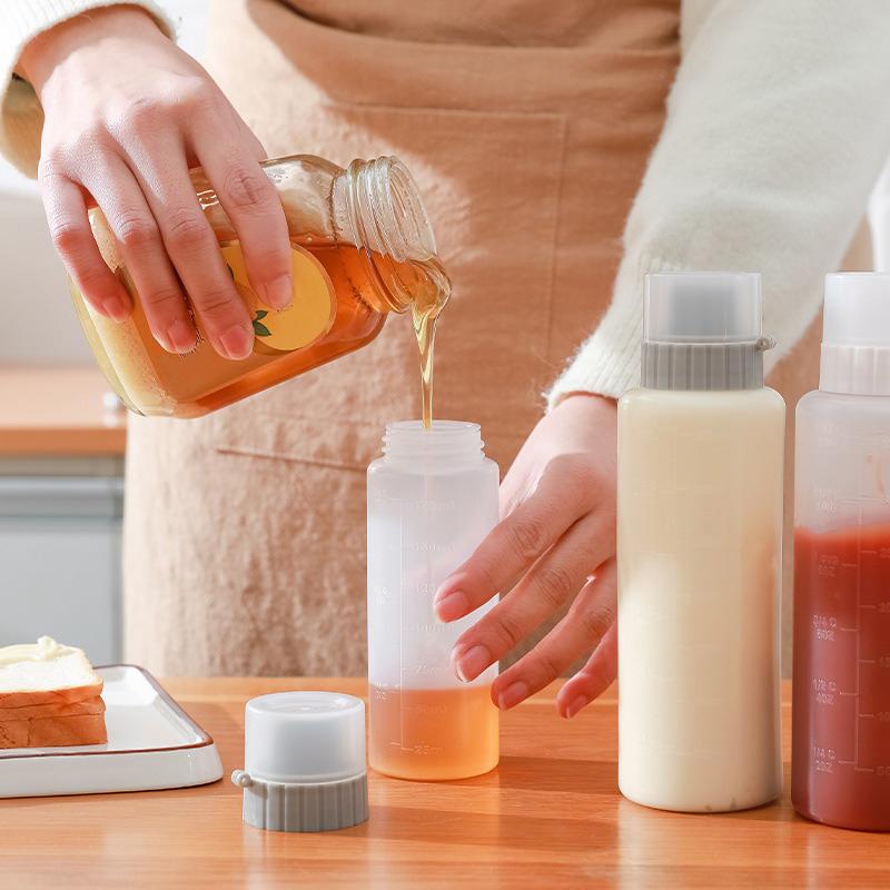5 Holes Condiment Squeeze Bottle Kitchen Ketchup Mustard Bottle Clear Mayonnaise Honey Dispenser Sauce Storage Container
