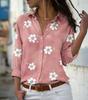Europa und die Vereinigten Staaten Neue Revers Langarm-Blumendruck-Shirt Temperament Mode Slim Shirt