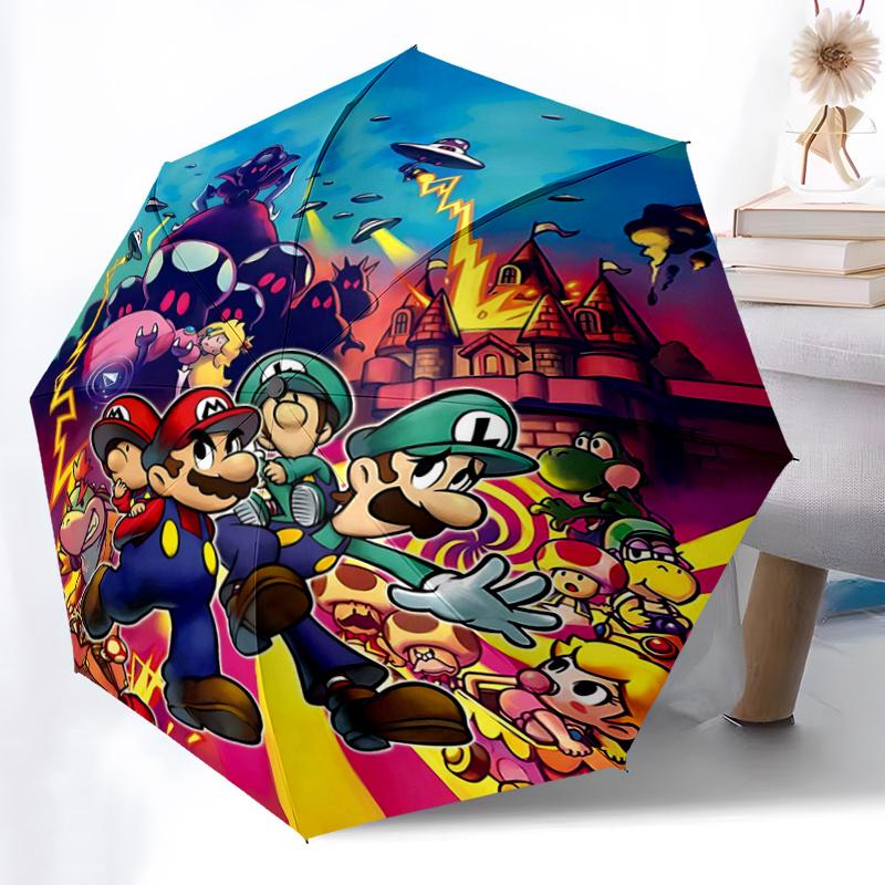 1pc Adventures in Space and Time Super Mario Galaxy Fashion Automatic Open/CloseCartoon Umbrella, Portable Compact Umbrella for Men & Women J001
