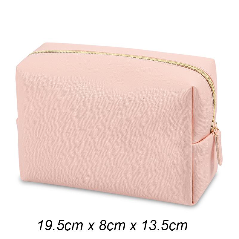 Solid Color Makeup Pouch Women Cosmetic Bag Waterproof PU Leather Travel Portable Wash Toiletry Storage Bag Organizer Purse
