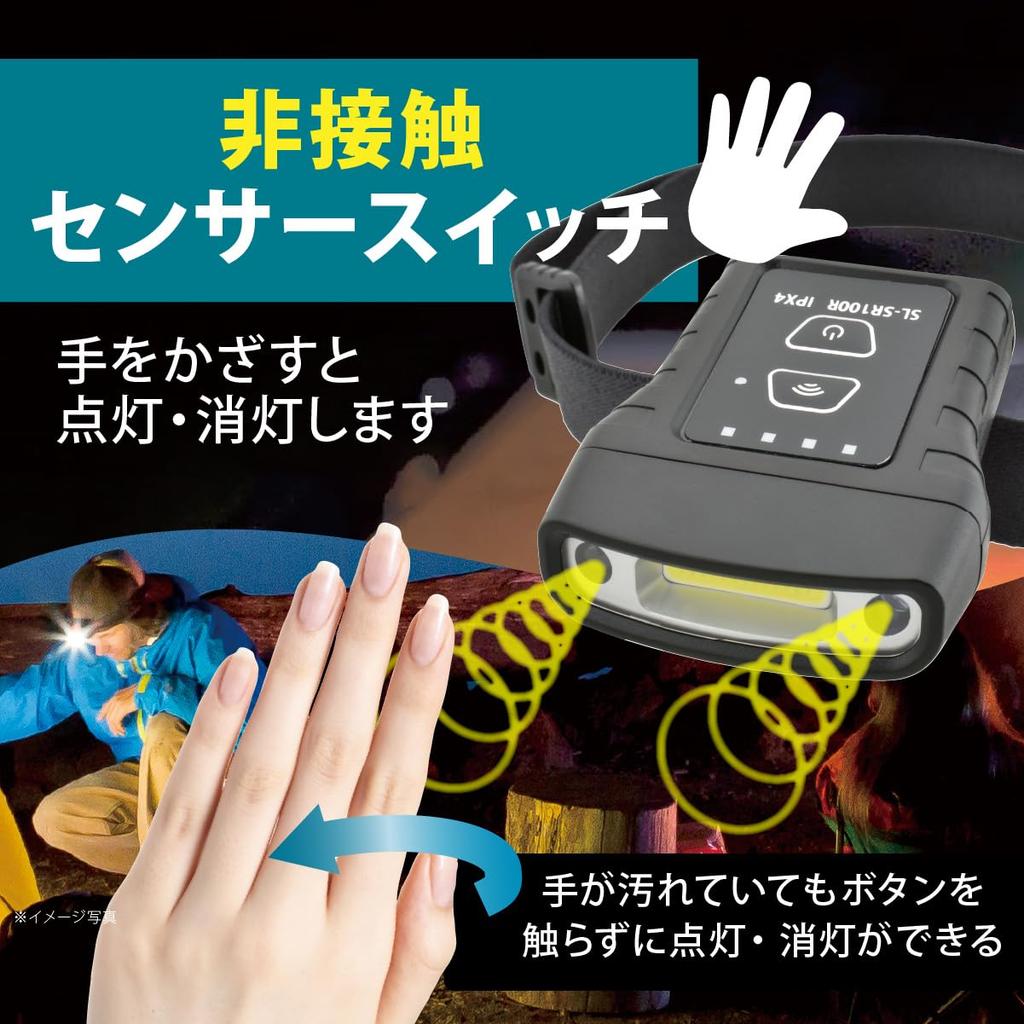 OHM LED USB Motion Sensor 100 ANSI Standard IPX4 OHM Electric SL-SR100R-K 08-1399 Headlight, Rechargeable, Switch, Clip-on, Lumens, Compliant,