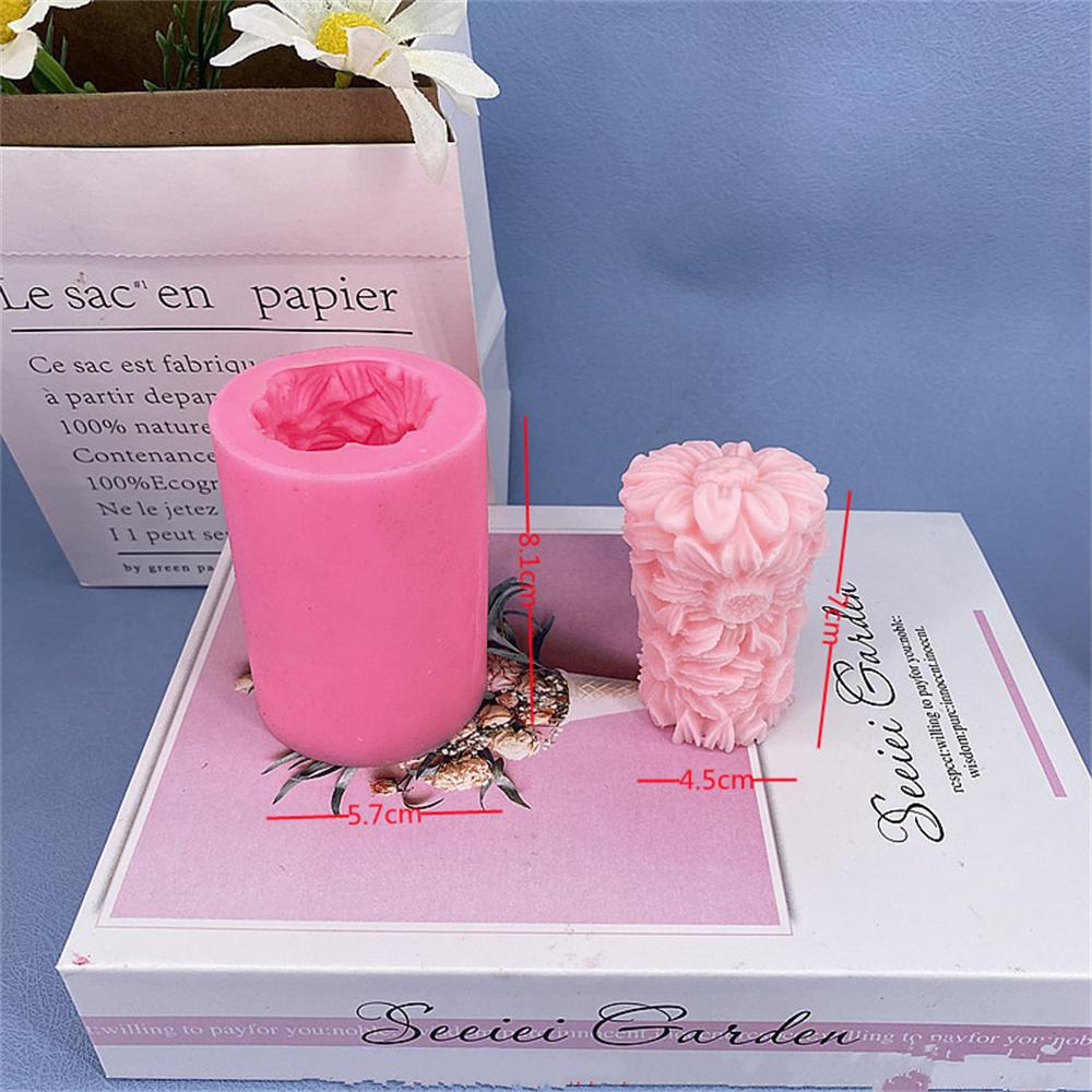 1 Piece 3D Rose Sun Flower Mold Pink Silicone Mold Baking Mold Food Grade Silicone For DIY Cake Scented Candles Soap