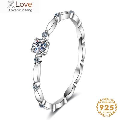 Silber 925 Original Brillant 0,1 Karat Diamant Test Bestanden D Farbe Moissanit Edelsteinring für Mädchen Hochzeitsschmuck
