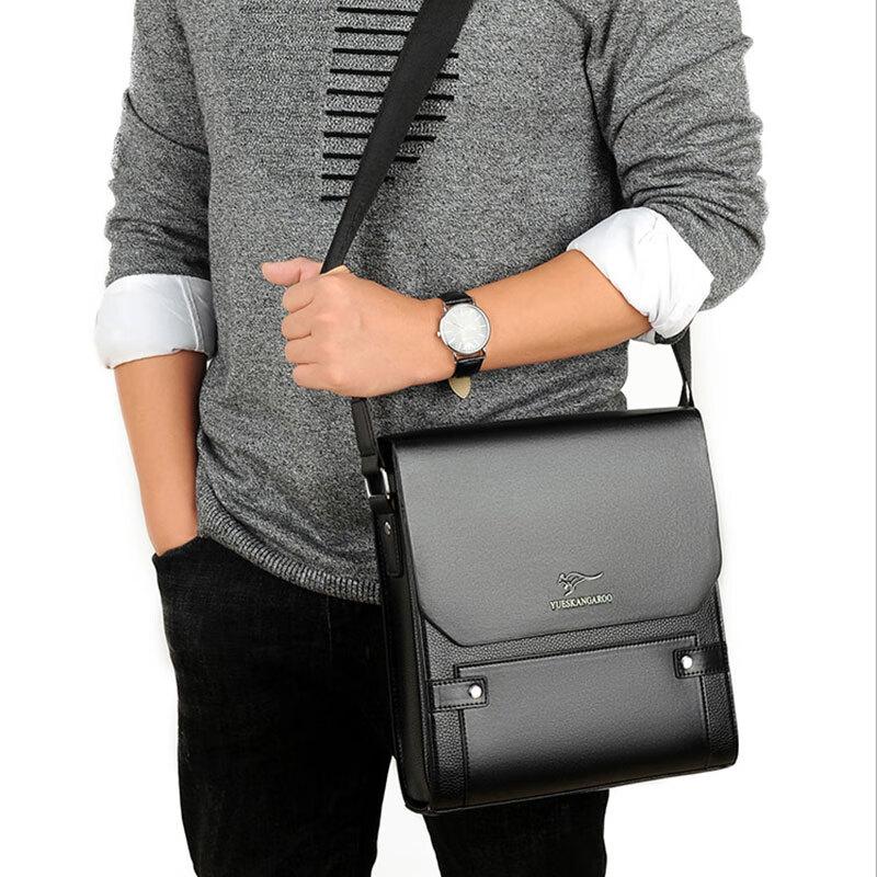 YUESKANGAROO Men s Water-Resistant Leather Shoulder Bag