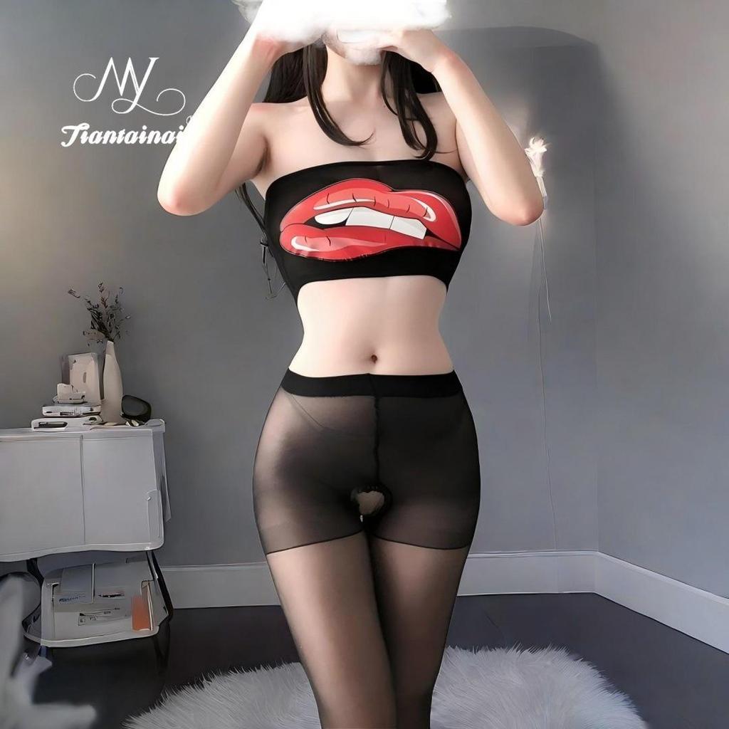 Tearable See-Through Lingerie Set: Tempting Stockings Bodysuit