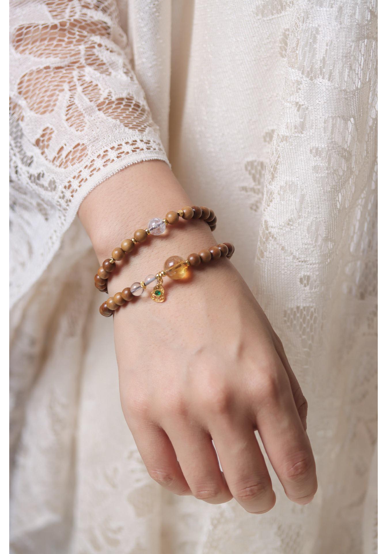 Women s Genuine Indian Sandalwood & Hetian Jade Amber Buddhist Prayer Beads Bracelet